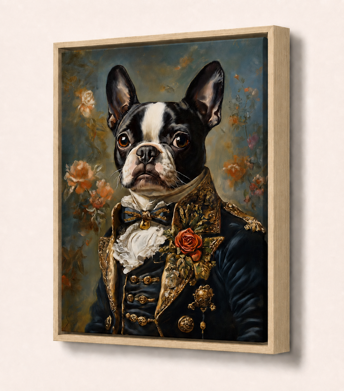 Custom Pet Portrait -  The Duke in Evening Finery Canvas