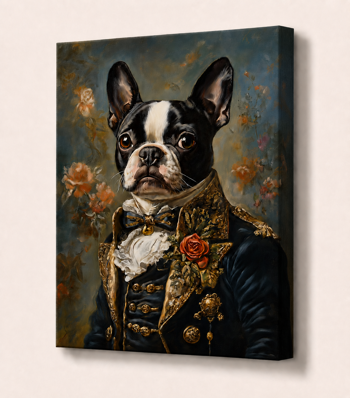 Custom Pet Portrait -  The Duke in Evening Finery Canvas