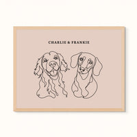 Custom Pet Portrait - Line Drawing Two Pet Portrait