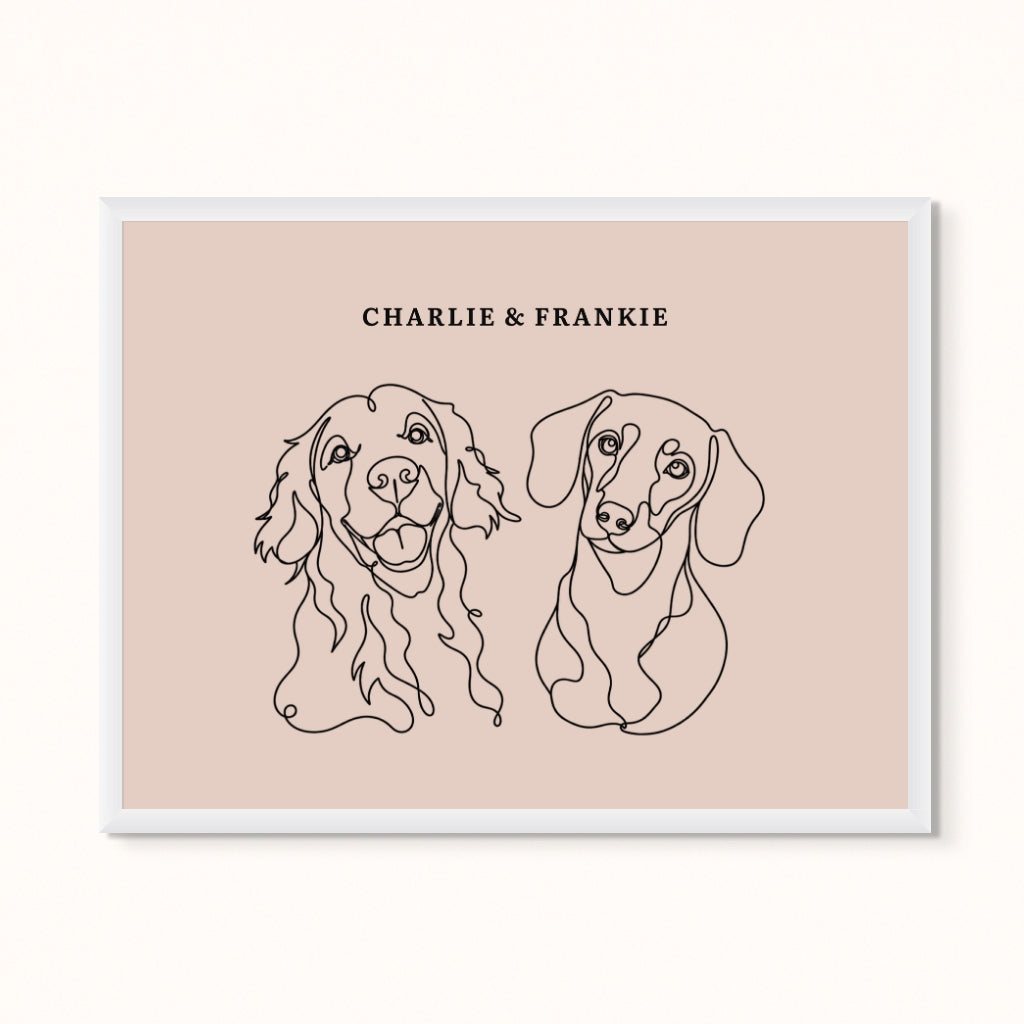 Custom Pet Portrait - Line Drawing Two Pet Portrait