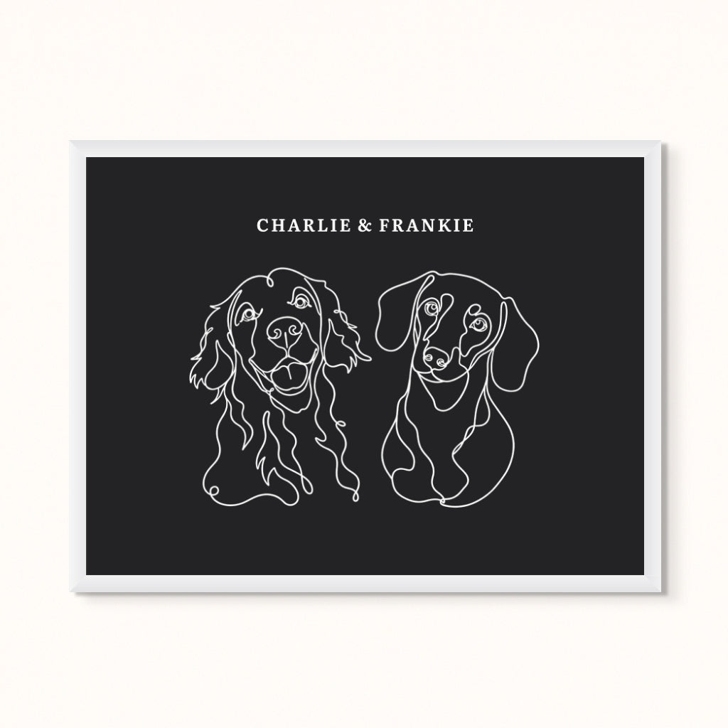 Custom Pet Portrait - Line Drawing Two Pet Portrait