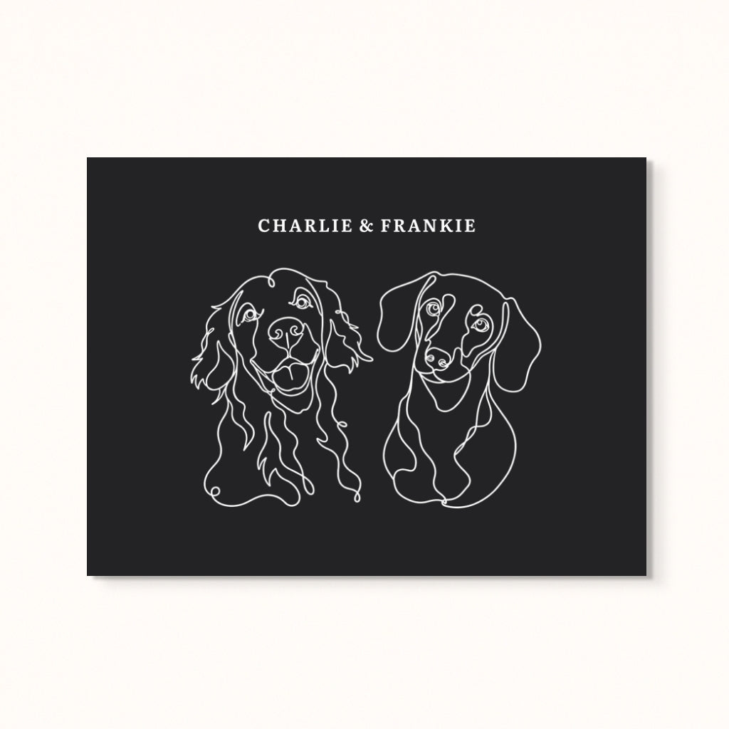 Custom Pet Portrait - Line Drawing Two Pet Portrait