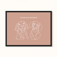 Custom Pet Portrait - Line Drawing Two Pet Portrait