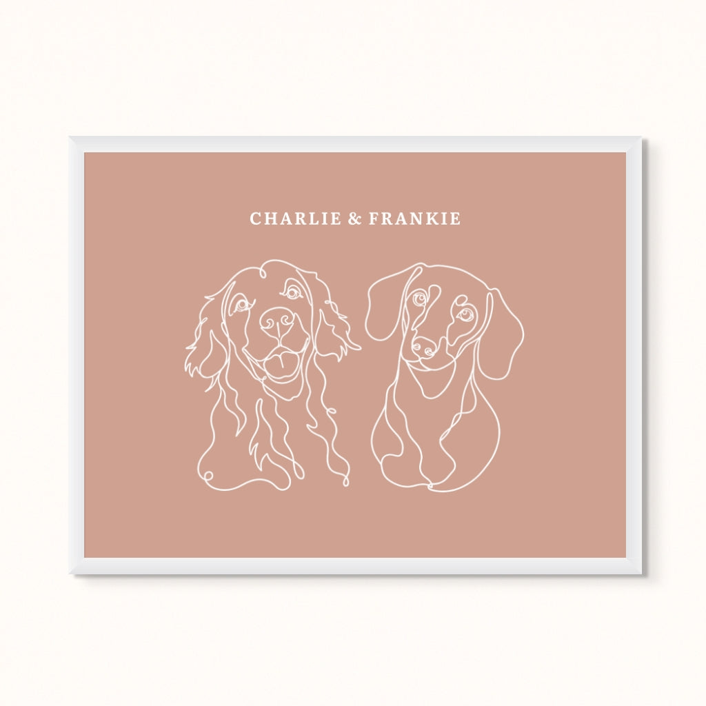 Custom Pet Portrait - Line Drawing Two Pet Portrait