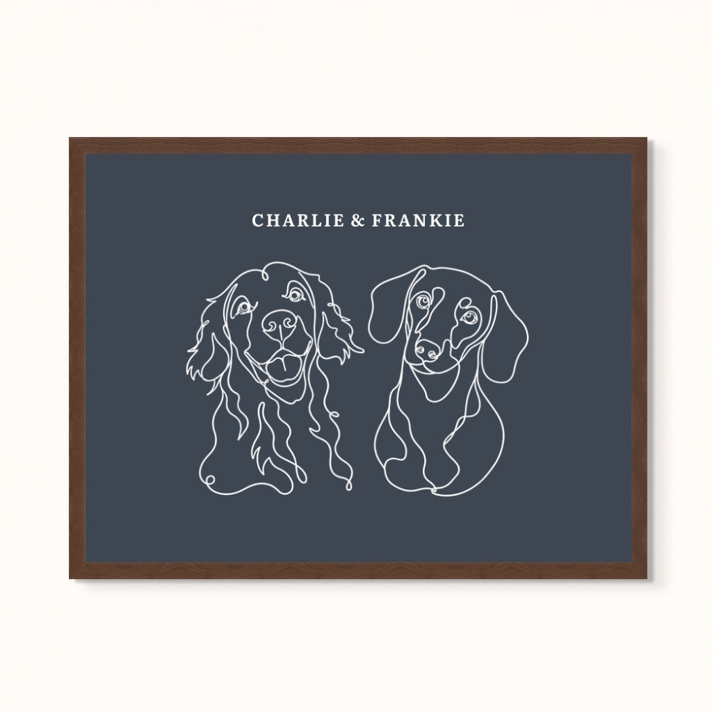 Custom Pet Portrait - Line Drawing Two Pet Portrait