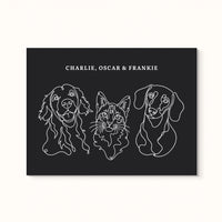 Custom Pet Portrait - Line Drawing Three Pet Portrait