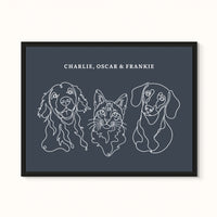 Custom Pet Portrait - Line Drawing Three Pet Portrait