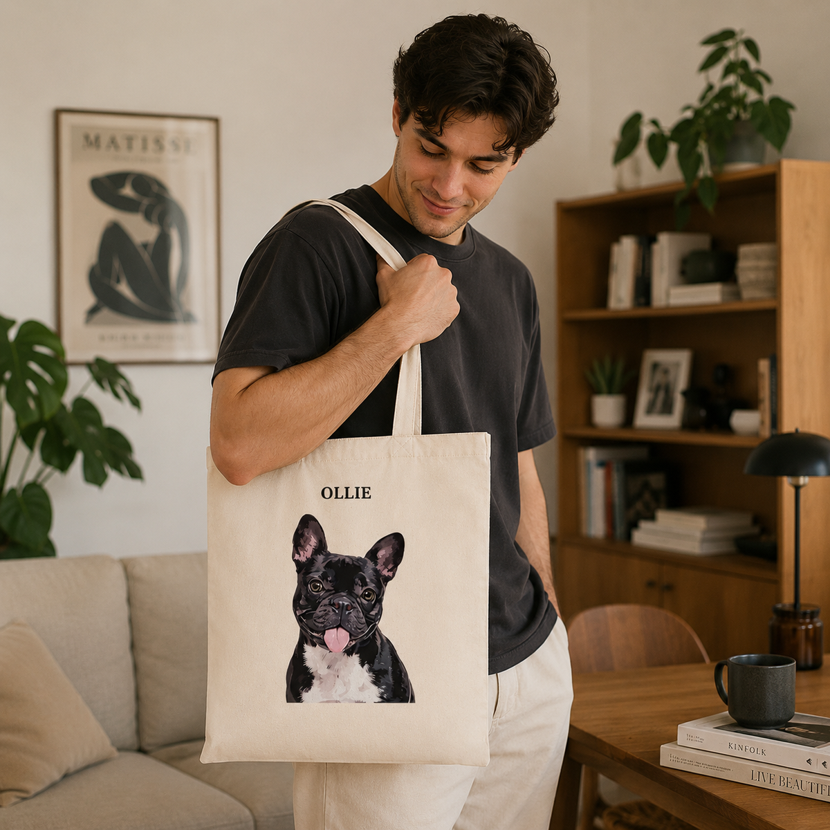 Modern Pet Portrait Tote Bag