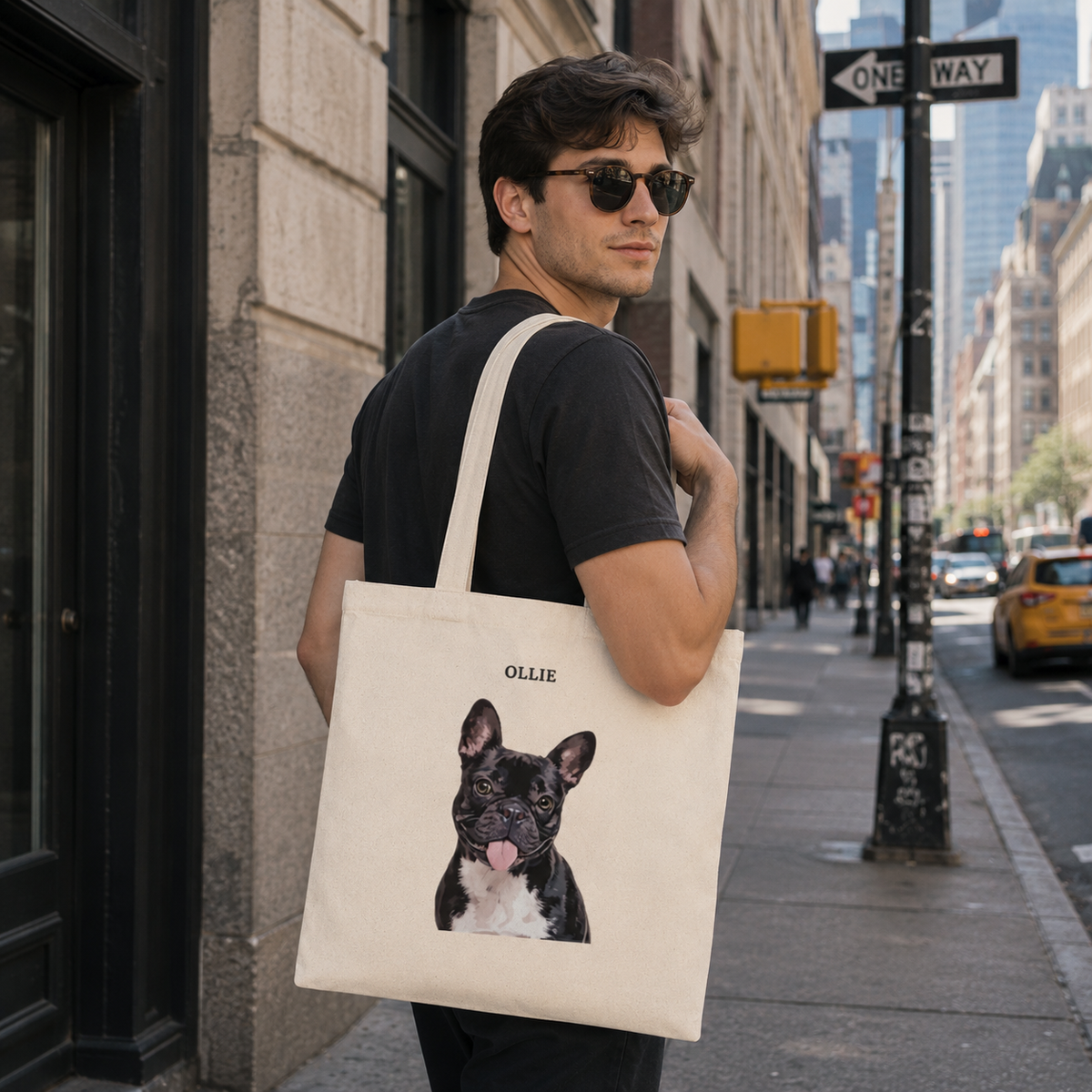Modern Pet Portrait Tote Bag