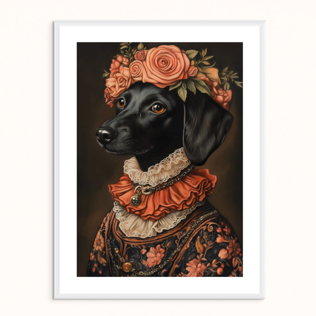 Custom Pet Portrait - The Lady in Rose and Midnight