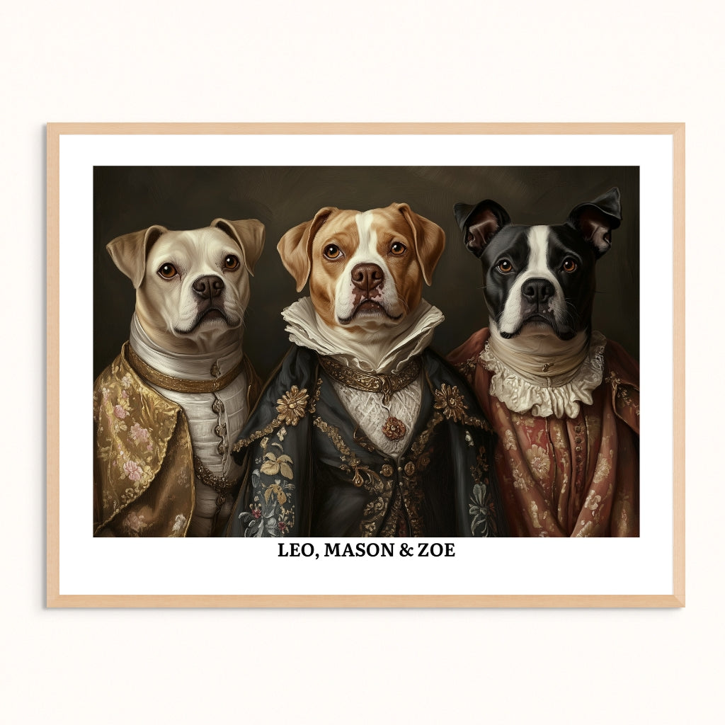 Custom Pet Portrait - The Aristocratic Trio